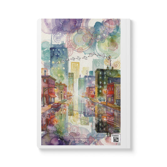 Cityscape Watercolor Journal – Colorful Urban Reflection Softcover Notebook