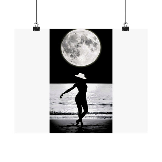Moonlit Beach Silhouette Matte Poster