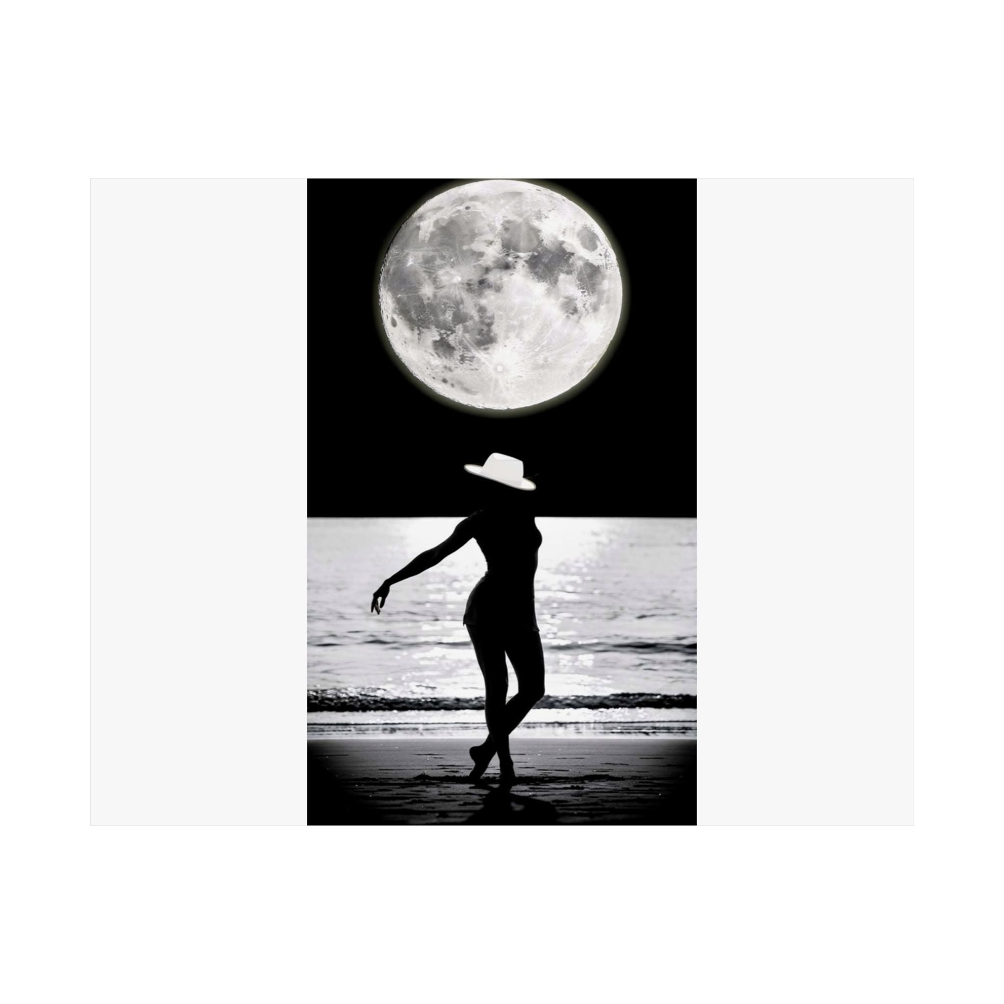 Moonlit Beach Silhouette Matte Poster