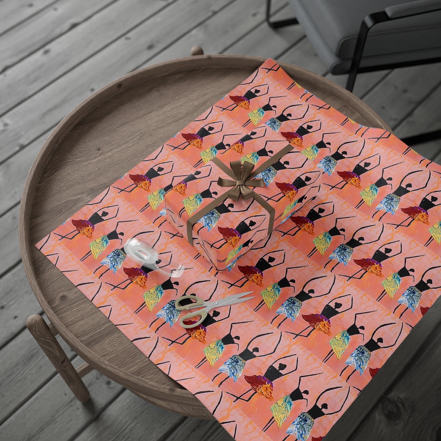 Ballerina Pattern Wrapping Paper — Pink Dance Gift Wrap (Reusable Gift Wrap)