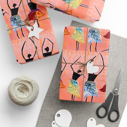 Ballerina Pattern Wrapping Paper — Pink Dance Gift Wrap (Reusable Gift Wrap)
