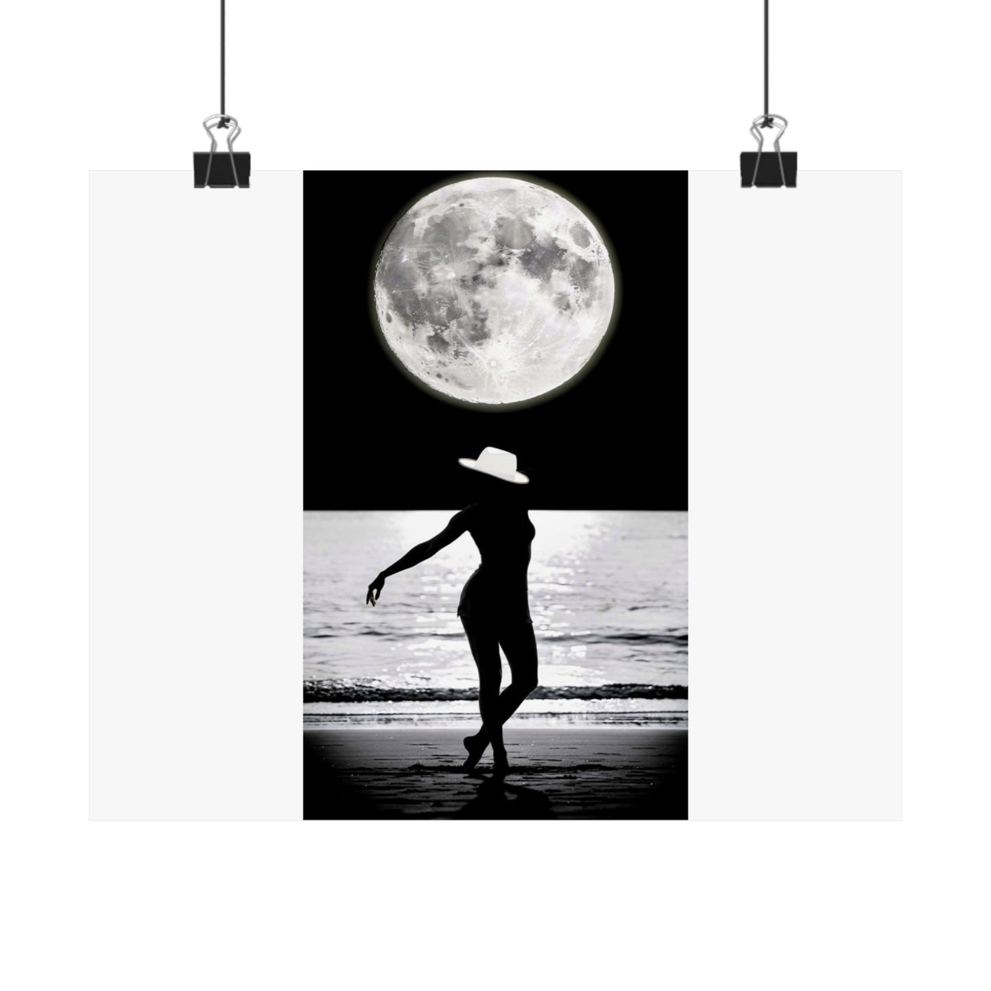 Moonlit Beach Silhouette Matte Poster