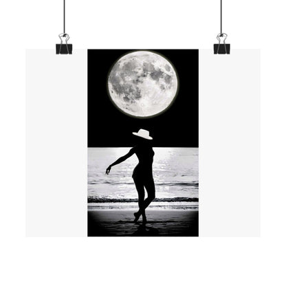 Moonlit Beach Silhouette Matte Poster