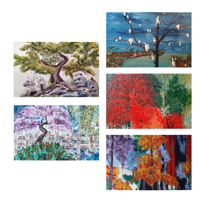 Scenic Tree Art Greeting Cards — 5-Pack Assorted Blank Note Cards