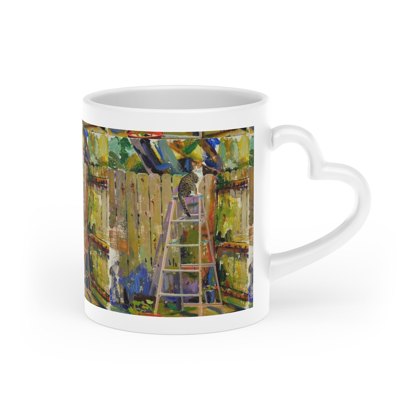 Painter's Garden Mug - Colorful Impressionist Outdoor Fence Art Coffee Cup