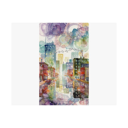 Watercolor Cityscape Matte Poster — Vibrant Urban Street Art Print