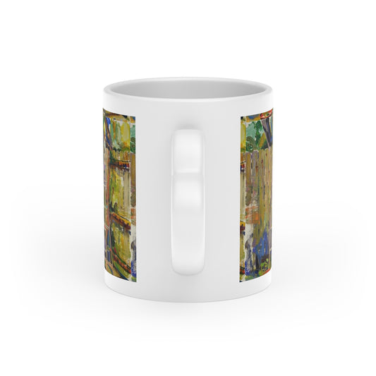 Painter's Garden Mug - Colorful Impressionist Outdoor Fence Art Coffee Cup