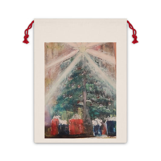 Christmas Tree Gift Bag — Festive Drawstring Holiday Present Pouch