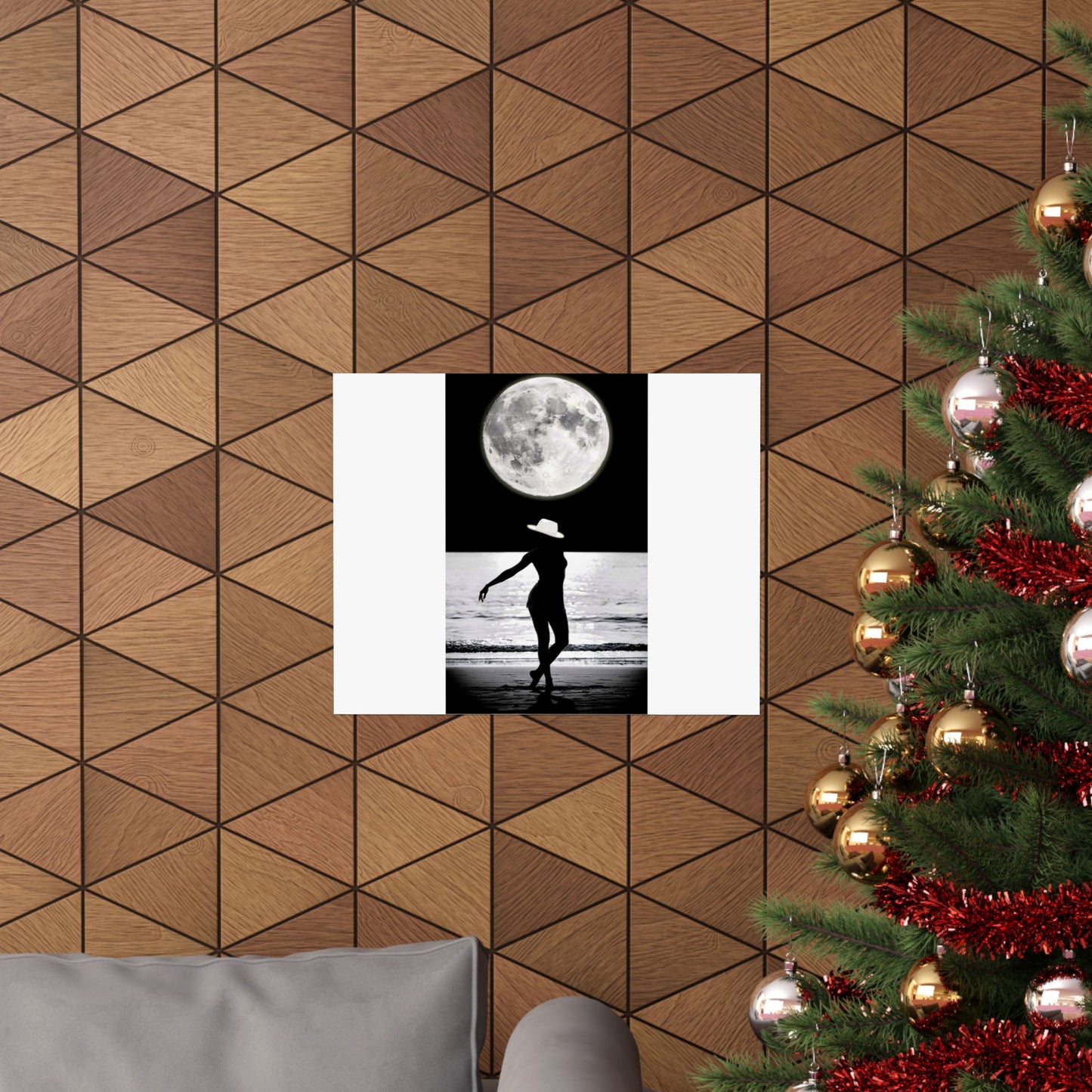 Moonlit Beach Silhouette Matte Poster