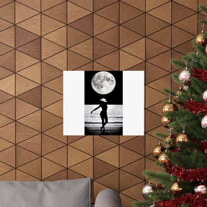 Moonlit Beach Silhouette Matte Poster