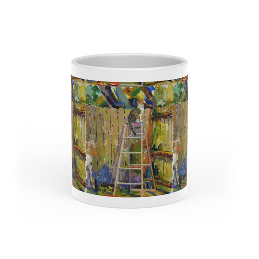 Painter's Garden Mug - Colorful Impressionist Outdoor Fence Art Coffee Cup