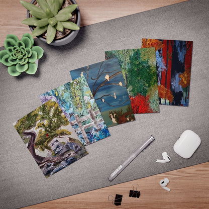 Scenic Tree Art Greeting Cards — 5-Pack Assorted Blank Note Cards
