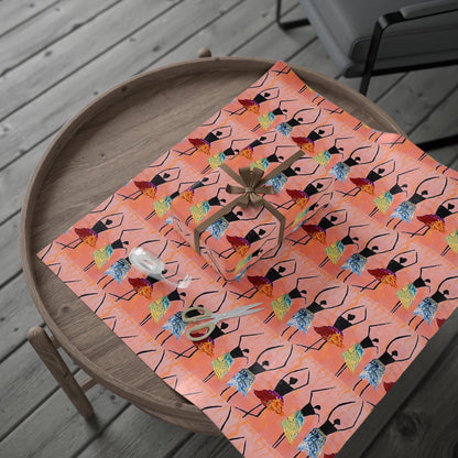 Ballerina Pattern Wrapping Paper — Pink Dance Gift Wrap (Reusable Gift Wrap)