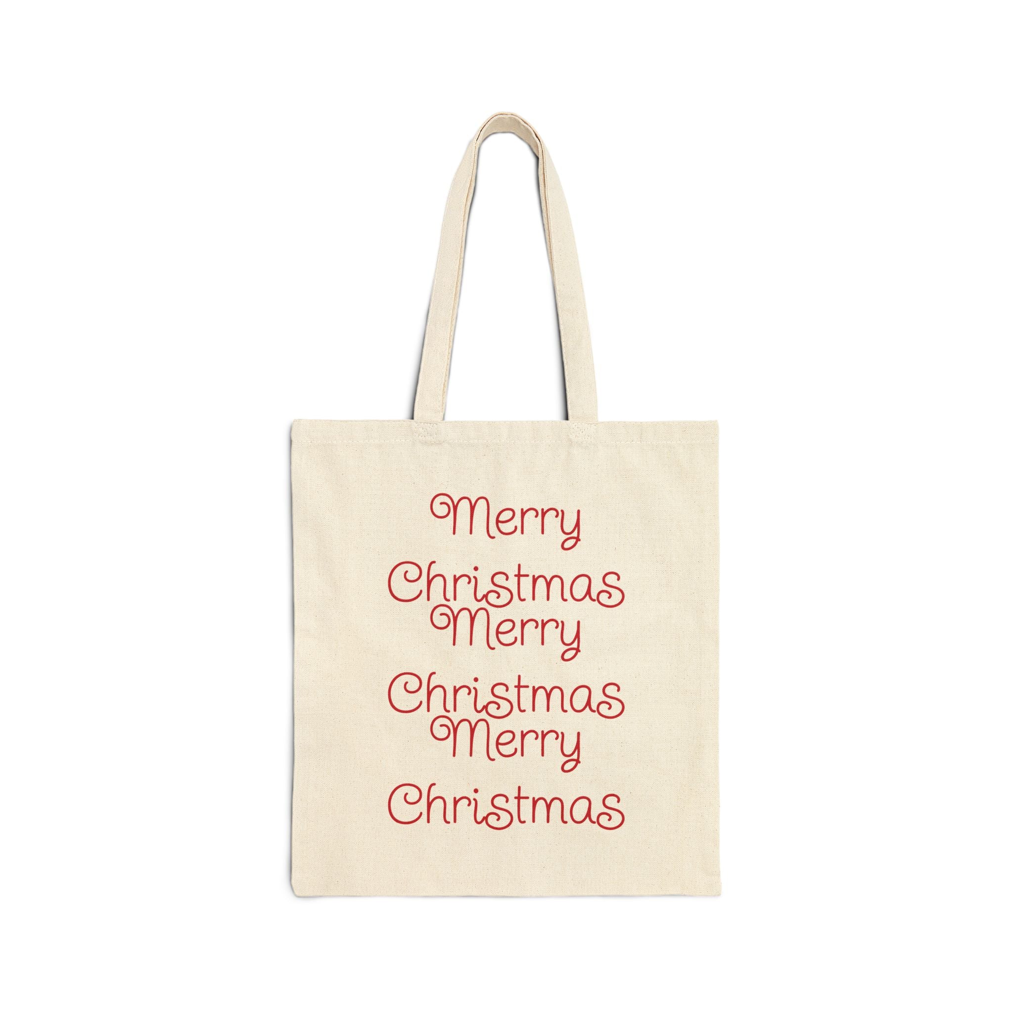 Merry Christmas Cotton Canvas Tote Bag