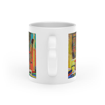 Artist's Studio Cat Coffee Mug — Colorful Painter's Room Ceramic Mug