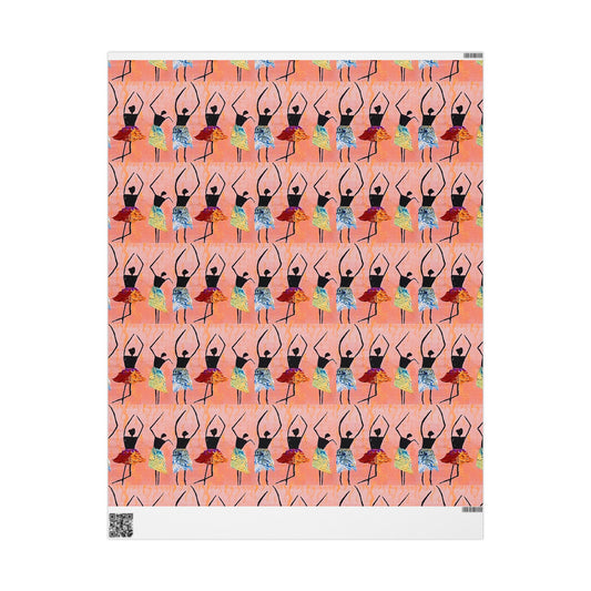 Ballerina Pattern Wrapping Paper — Pink Dance Gift Wrap (Reusable Gift Wrap)