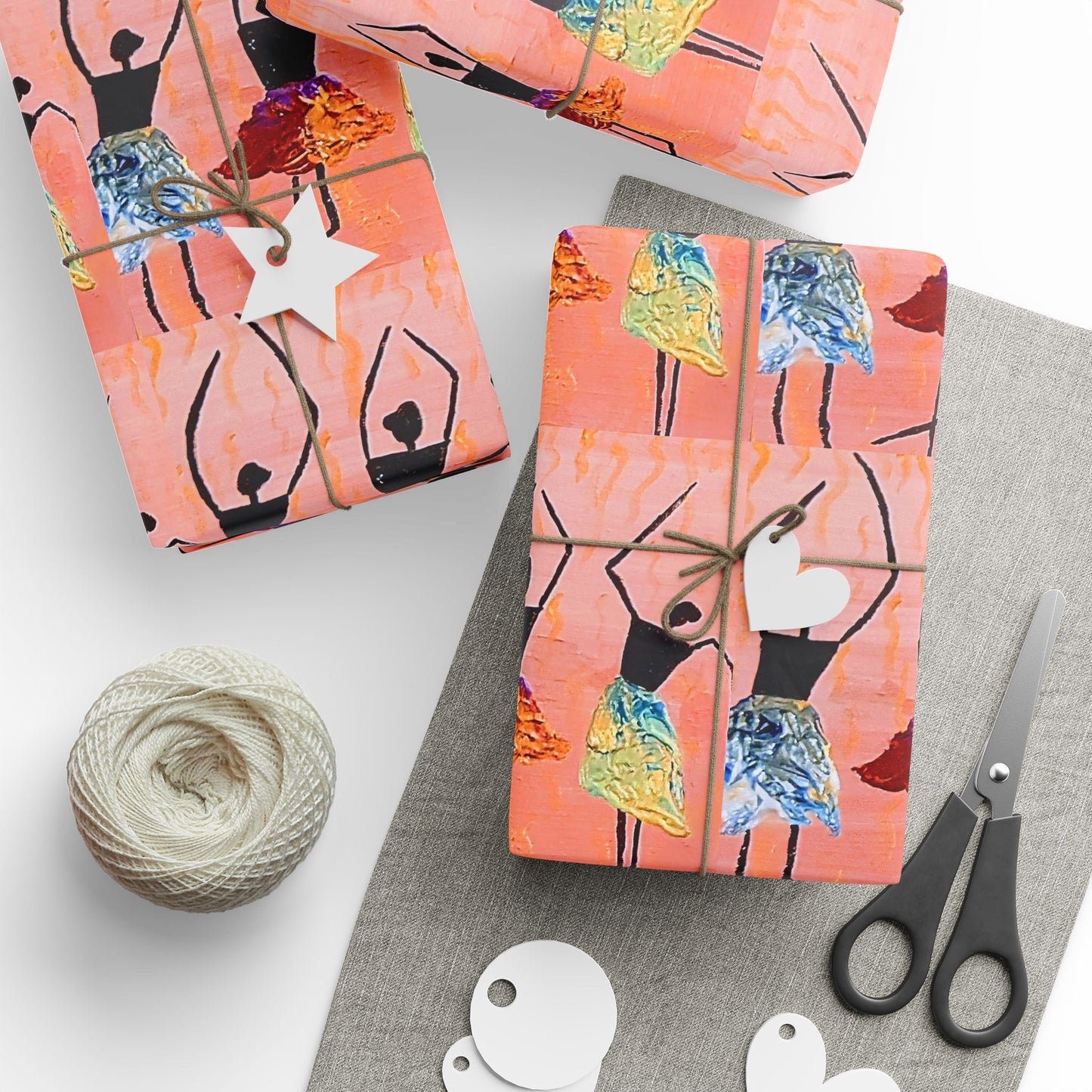 Ballerina Pattern Wrapping Paper — Pink Dance Gift Wrap (Reusable Gift Wrap)