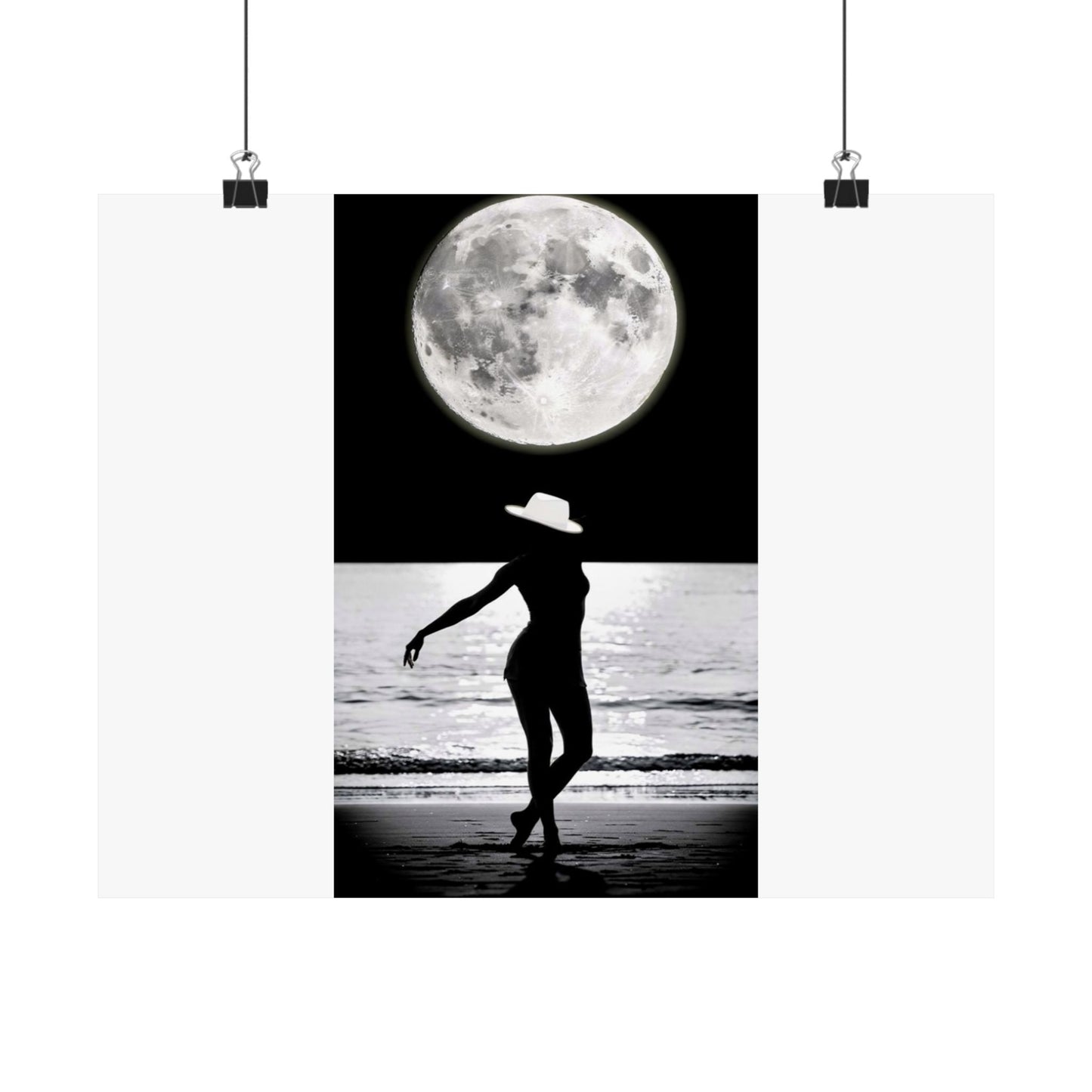 Moonlit Beach Silhouette Matte Poster