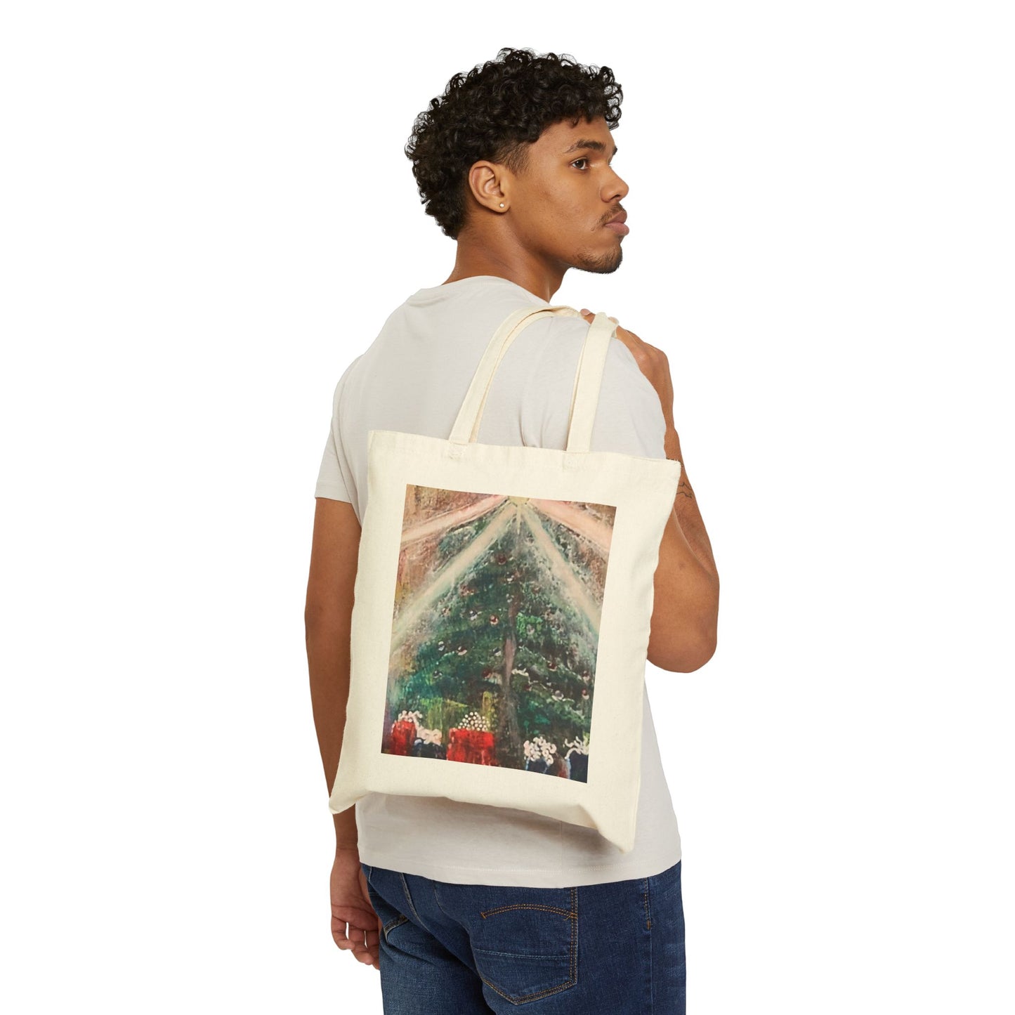 Merry Christmas Cotton Canvas Tote Bag