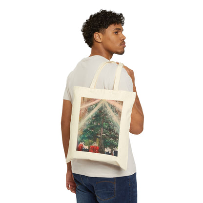 Merry Christmas Cotton Canvas Tote Bag