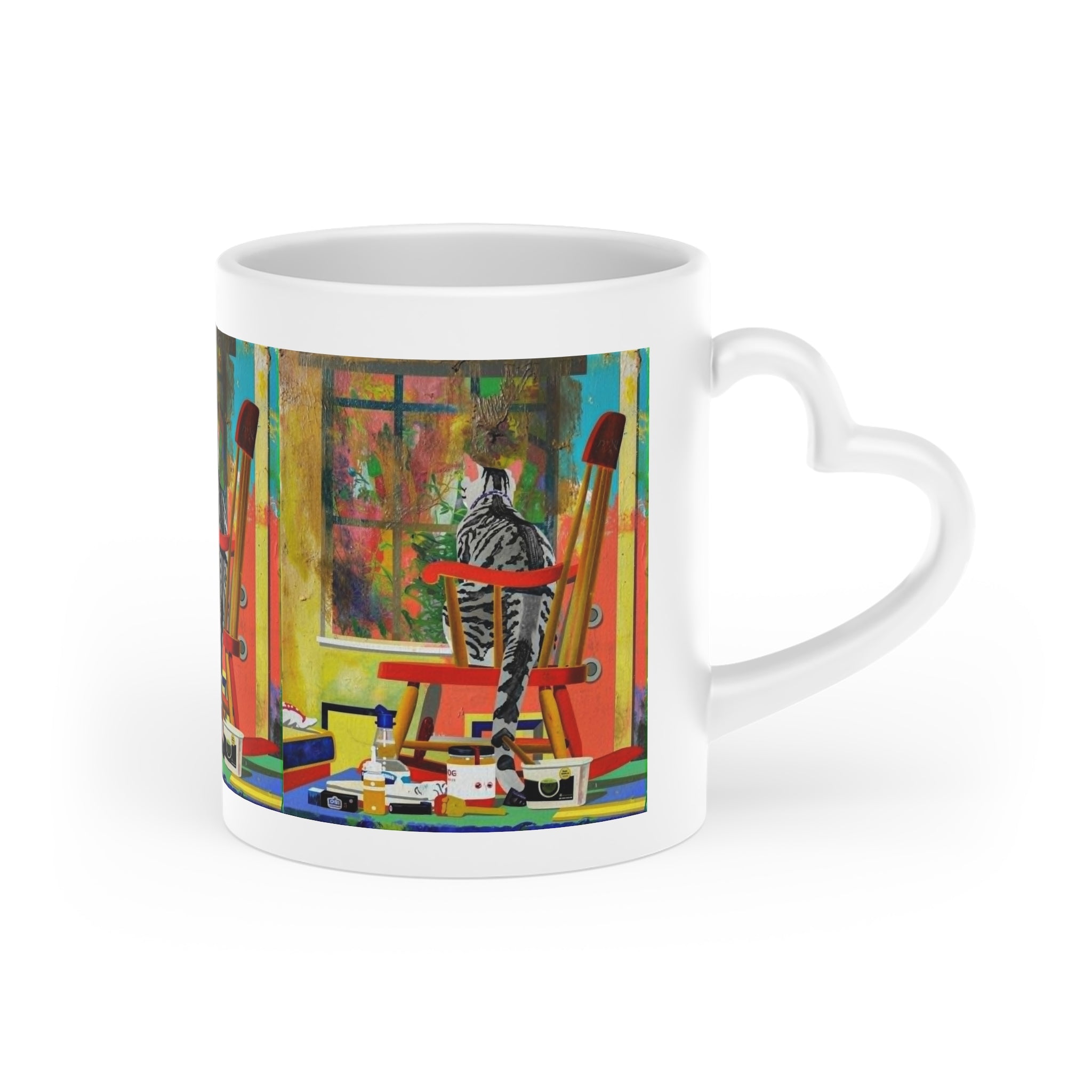 Artist's Studio Cat Coffee Mug — Colorful Painter's Room Ceramic Mug