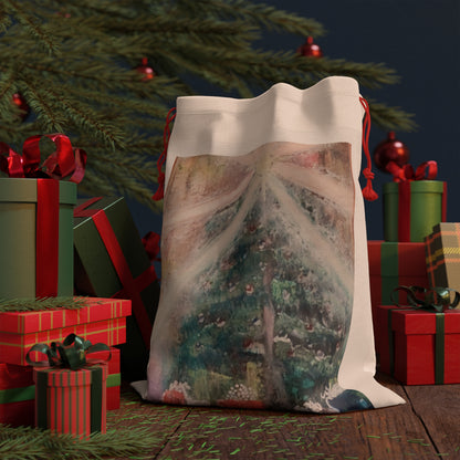 Christmas Tree Gift Bag — Festive Drawstring Holiday Present Pouch
