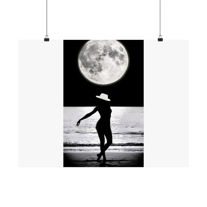 Moonlit Beach Silhouette Matte Poster